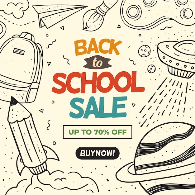 Free vector hand drawn back to school sales concept