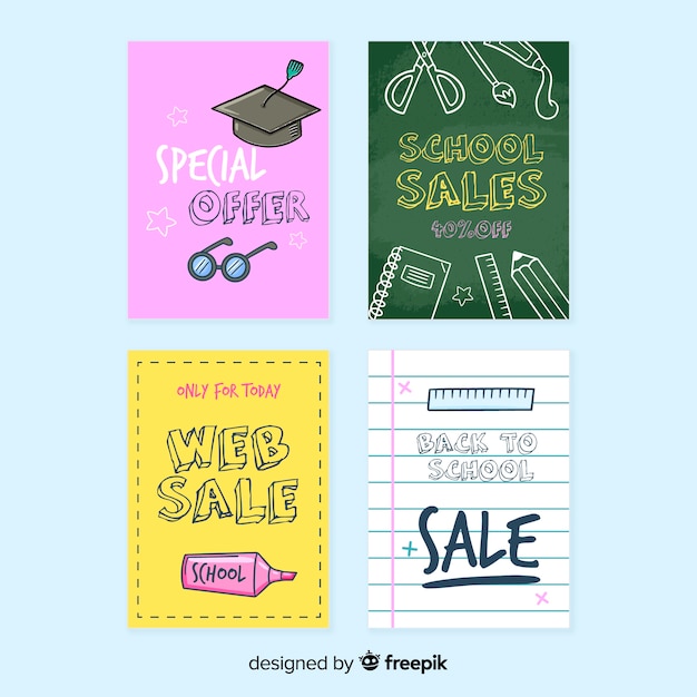 Free vector hand drawn back to school sales flyer