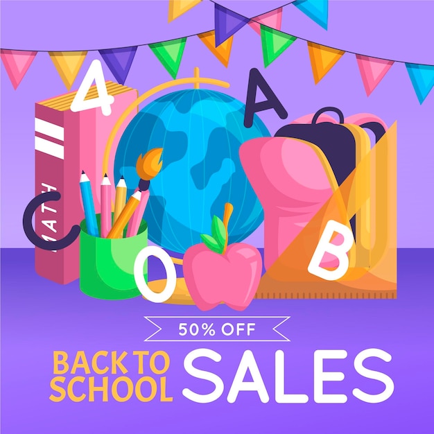 Free vector hand drawn back to school sales