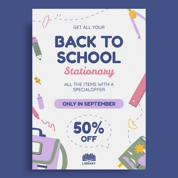 Hand drawn back to school stationery flyer template
