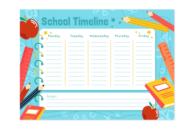 Hand drawn back to school timetable template