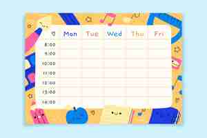 Free vector hand drawn back to school timetable template