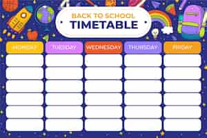 Free vector hand drawn back to school timetable template