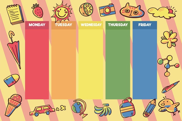 Free vector hand drawn back to school timetable