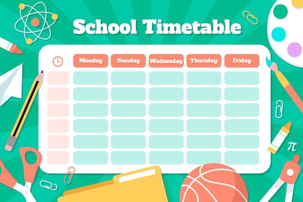 Free vector hand drawn back to school timetable