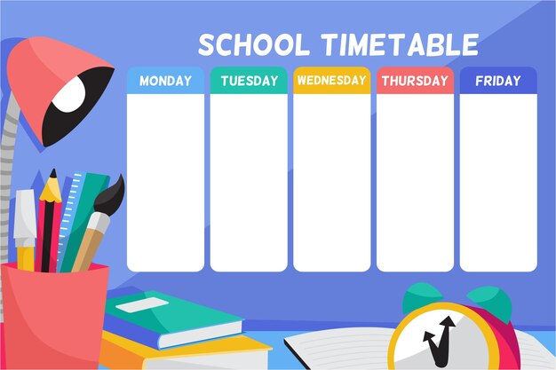 Hand drawn back to school timetable