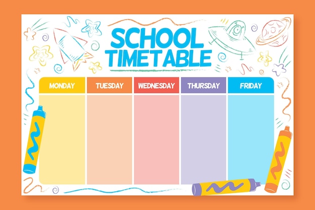 Free vector hand drawn back to school timetable