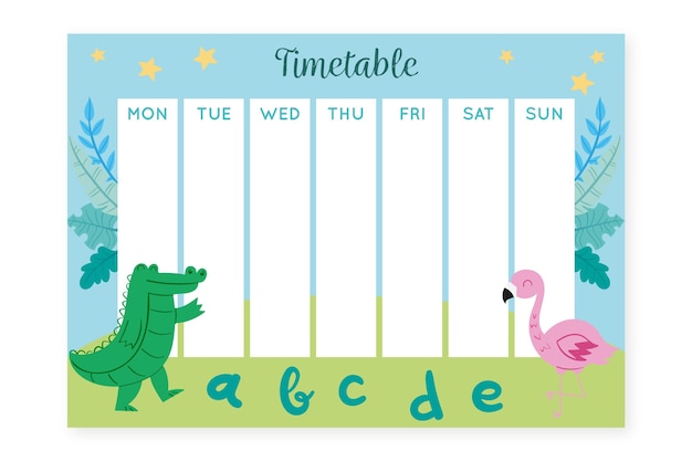 Free vector hand drawn back to school timetable