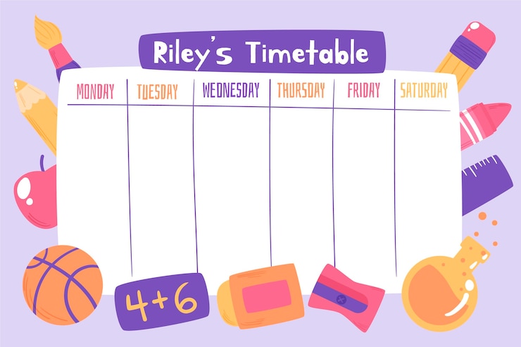 Free Vector hand drawn back to school timetable