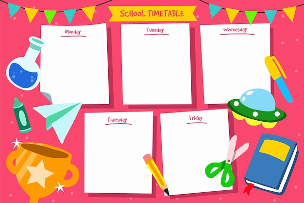 Hand drawn back to school timetable