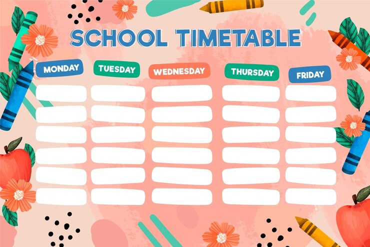 Free Vector hand drawn back to school timetable