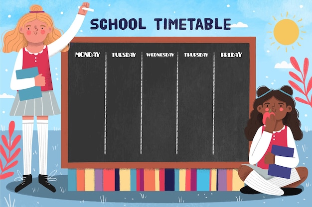 Hand drawn back to school timetable