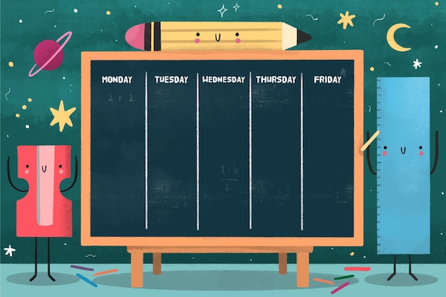 Free vector hand drawn back to school timetable