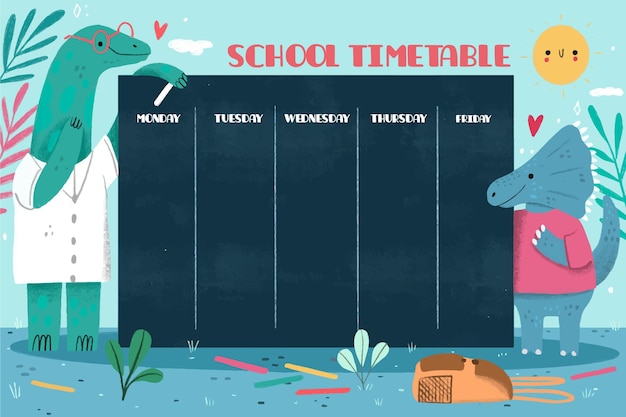 Hand drawn back to school timetable