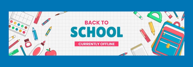 Hand drawn back to school twitch banner template