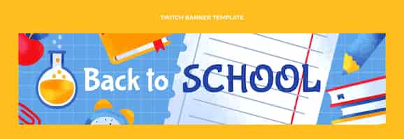 Free vector hand drawn back to school twitch banner