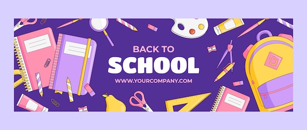 Hand drawn back to school twitter header free vector download