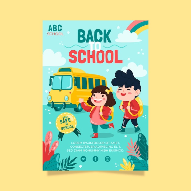 Free vector hand drawn back to school vertical flyer template