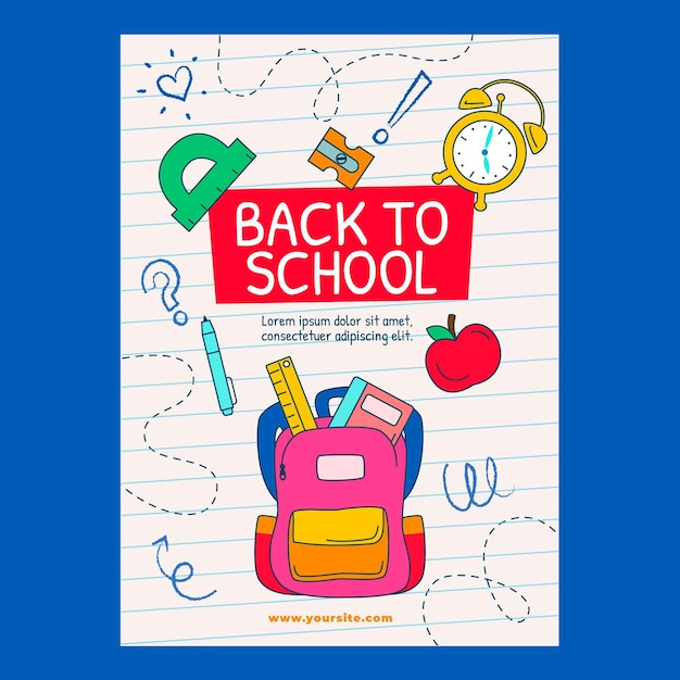 Free vector hand drawn back to school vertical poster template