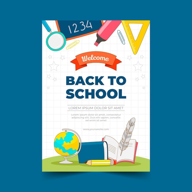Hand drawn back to school vertical poster template