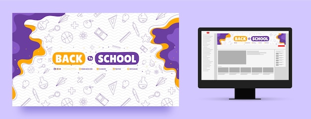 Free vector hand drawn back to school youtube channel art