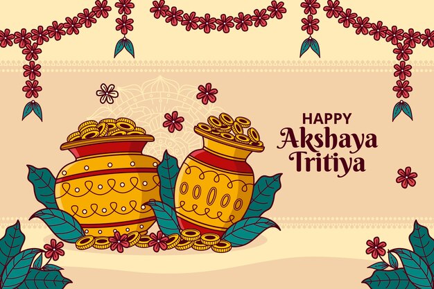 Free Vector hand drawn background for akshaya tritiya festival celebration