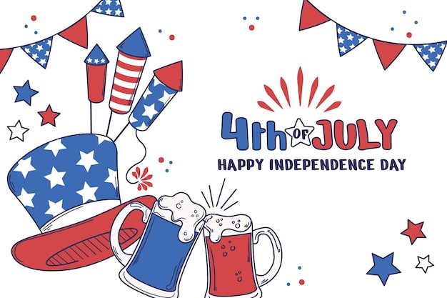 Free vector hand drawn background for american 4th of july celebration