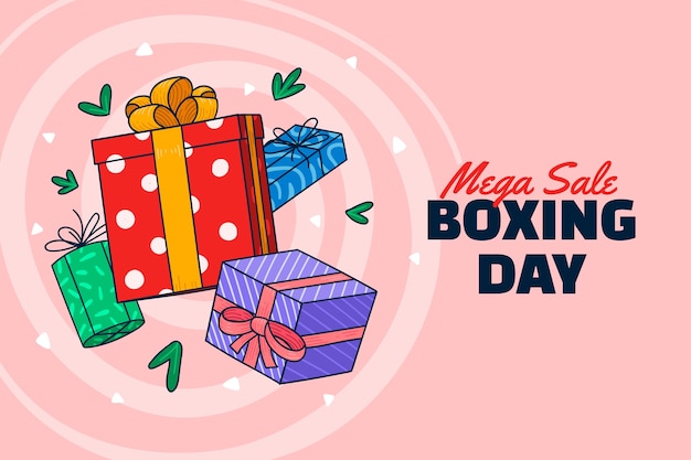 Free vector hand drawn background for boxing day shopping and sales