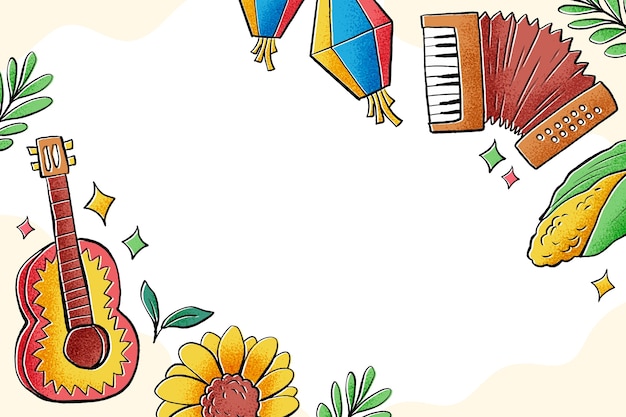 hand drawn background for brazilian festas juninas celebration