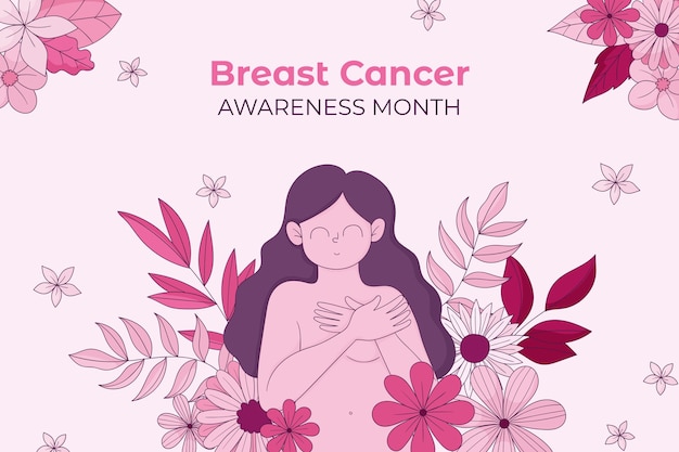 Hand drawn background for breast cancer awareness month
