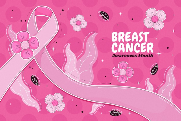 Hand drawn background for breast cancer awareness month