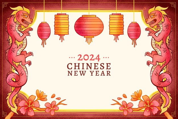 Hand drawn background for chinese new year celebration