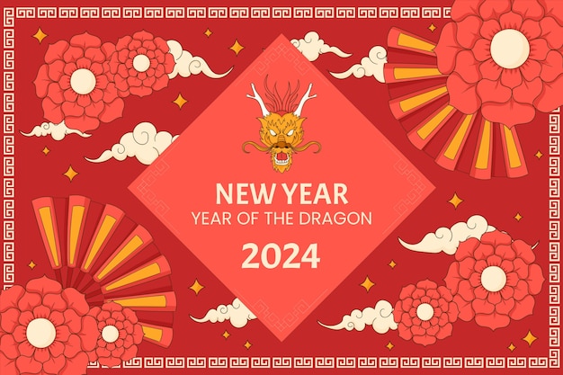 Hand drawn background for chinese new year festival