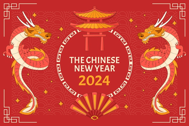 Vettore gratuito sfondo disegnato a mano per il festival del capodanno cinese