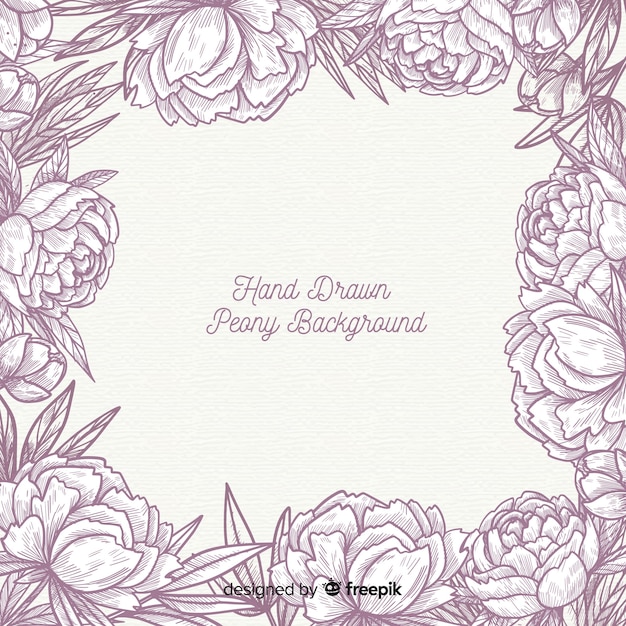 Hand drawn background design of peony flowers