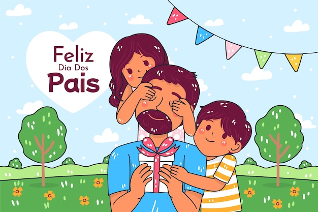 Hand drawn background for dia dos pais celebration