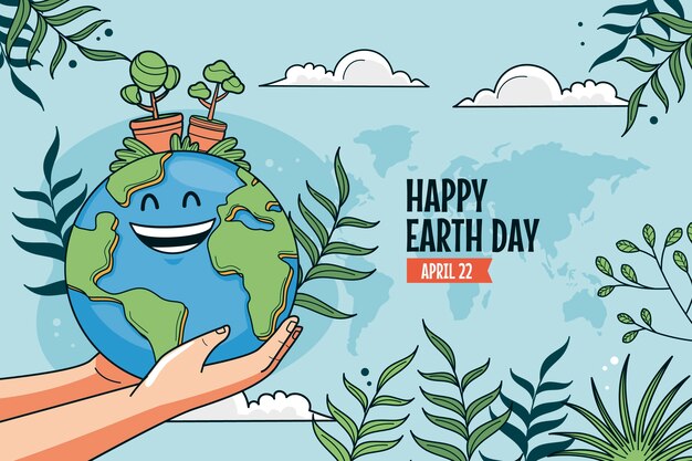 Hand drawn background for earth day celebration