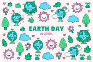 Free vector hand drawn background for earth day celebration