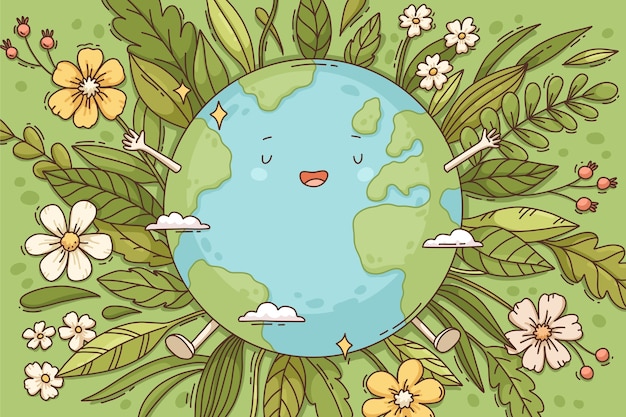 Free vector hand drawn background for earth day celebration