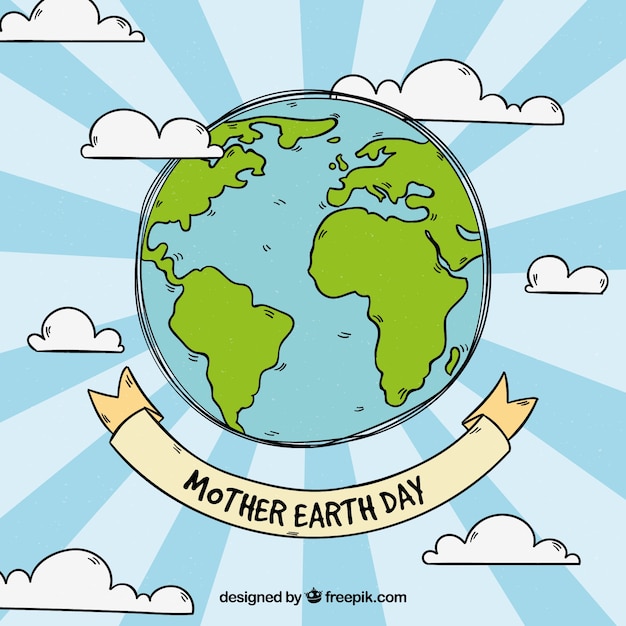 Free vector hand drawn background for the earth day