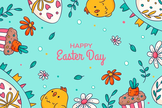 Free vector hand drawn background for easter holiday