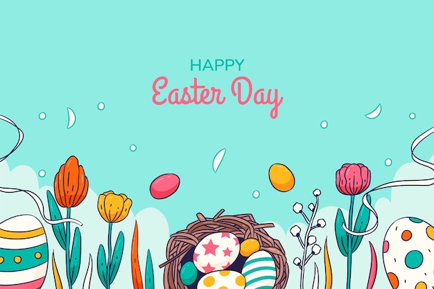 Free vector hand drawn background for easter holiday