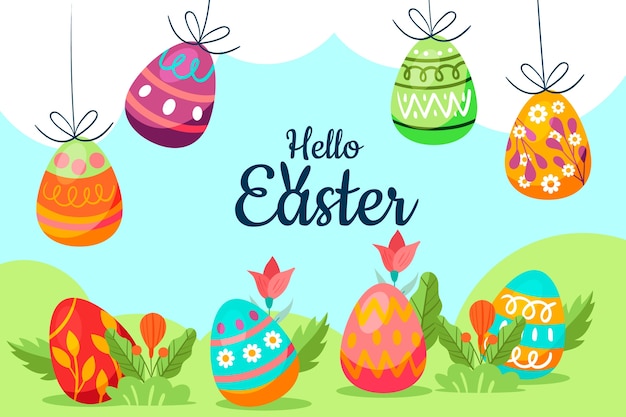 Free vector hand drawn background for easter holiday