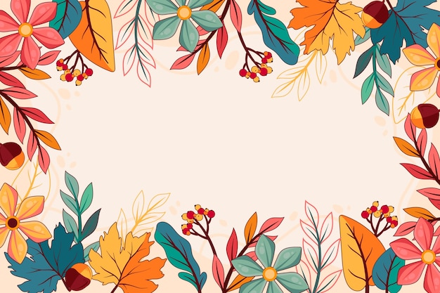 Бесплатное векторное изображение Ручно нарисованный фон для осеннего сезона