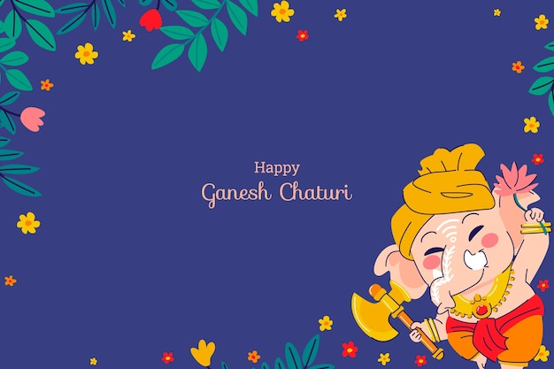 ガネーシュチャトゥルティのお祝いの手描きの背景
