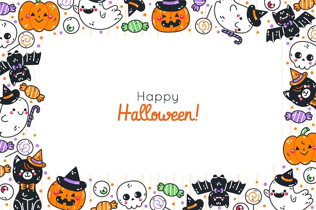 無料ベクター ハロウィーンのお祝いのための手描きの背景