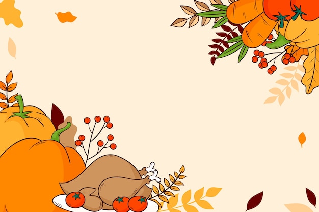 Бесплатное векторное изображение Ручной обращается фон для празднования дня благодарения