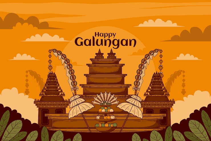 Free Vector hand drawn background for galungan