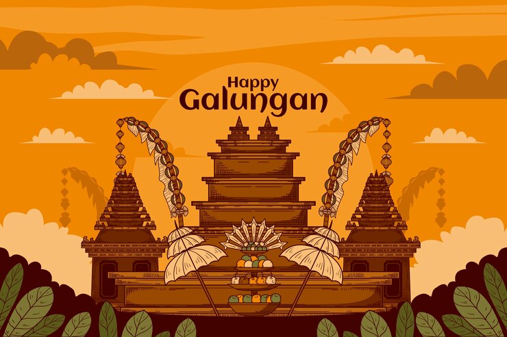Free Vector hand drawn background for galungan