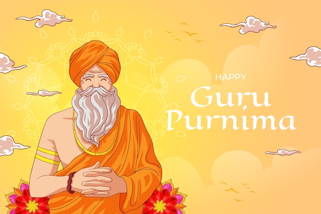 Vettore gratuito sfondo disegnato a mano per guru purnima